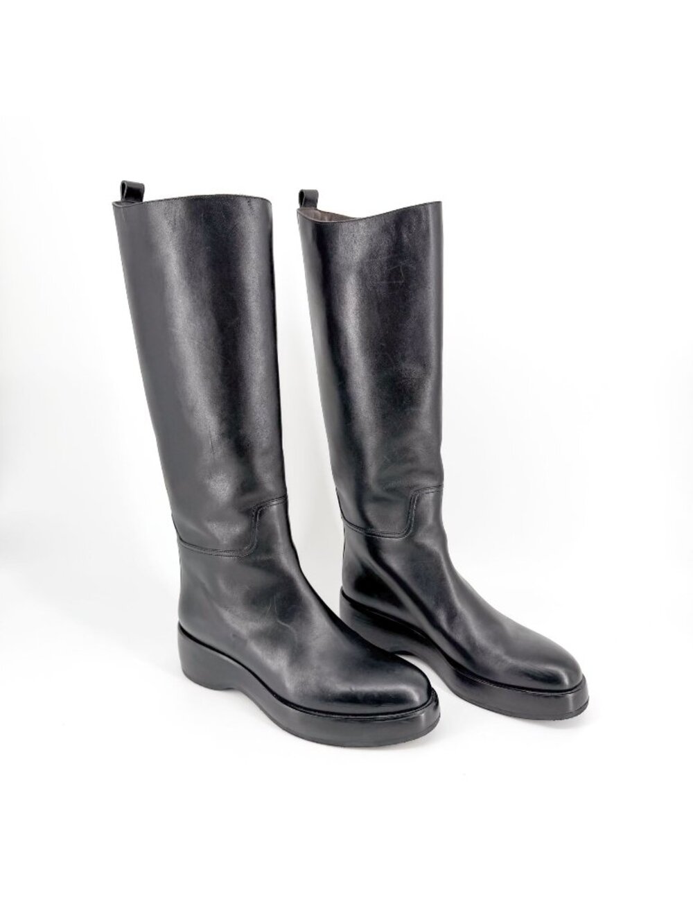 The Row Motorbike Tall Knee High Boots Size 40.5 US 10.5 Women’s Black Leather